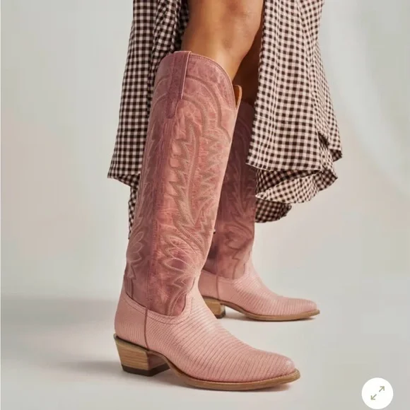 New In Box Tecovas The Abby Pink Frost Lizard Cowgirl Boots - Picture 7 of 7